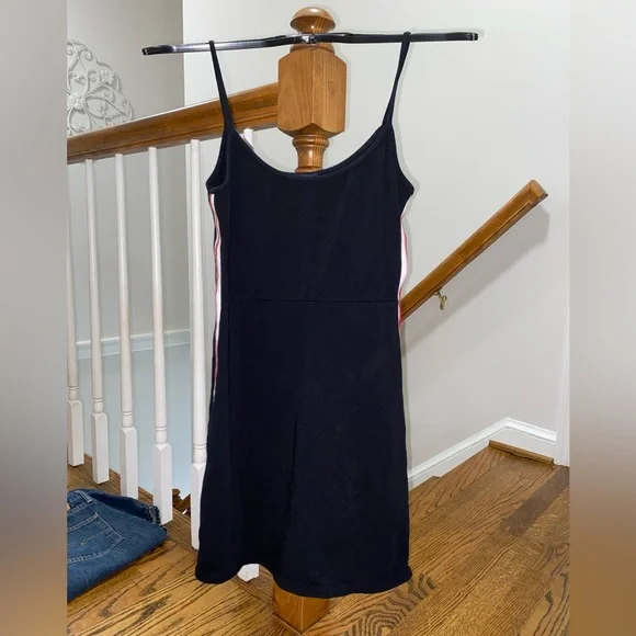 BRANDY MELVILLE BLACK MINI DRESS WITH RED & WHITE LINING ON SIDES!! Size:S  used!